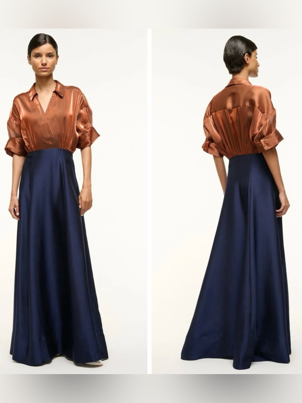 Staud Shubert Dress in Iridescent Cacao/Midnight Size 4
